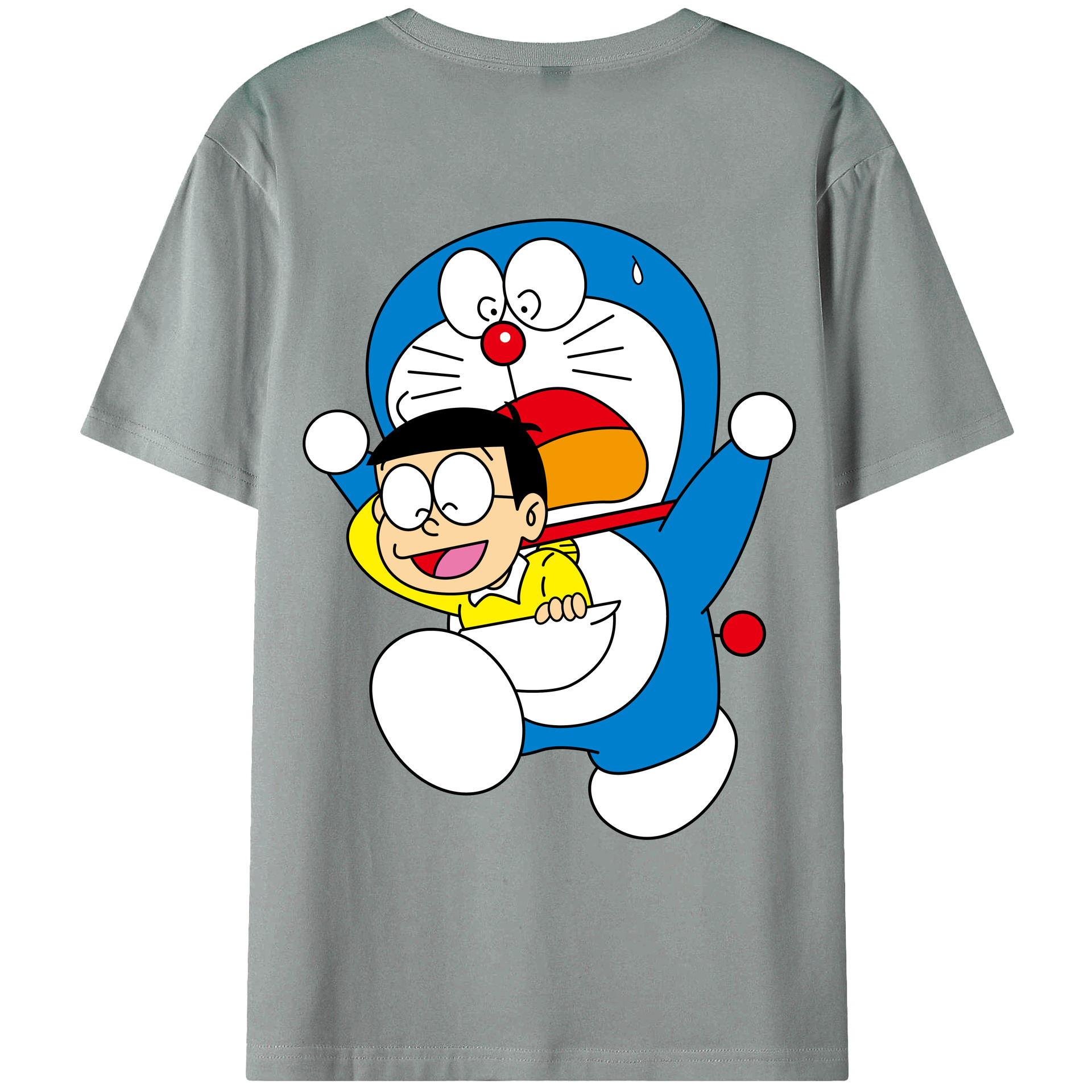 （画像用） ドラえもん Doraemon 綿100％ メンズ半袖Tシャツ（バックプリント） 通気性